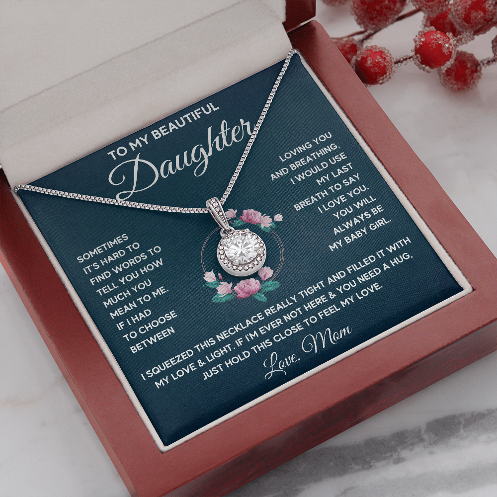 TO MY BEAUTIFUL DAUGHTER WORDS SQUEEZE ETERNAL NECKLACE GIFT SET - ON CLOUD NINE GIFTS