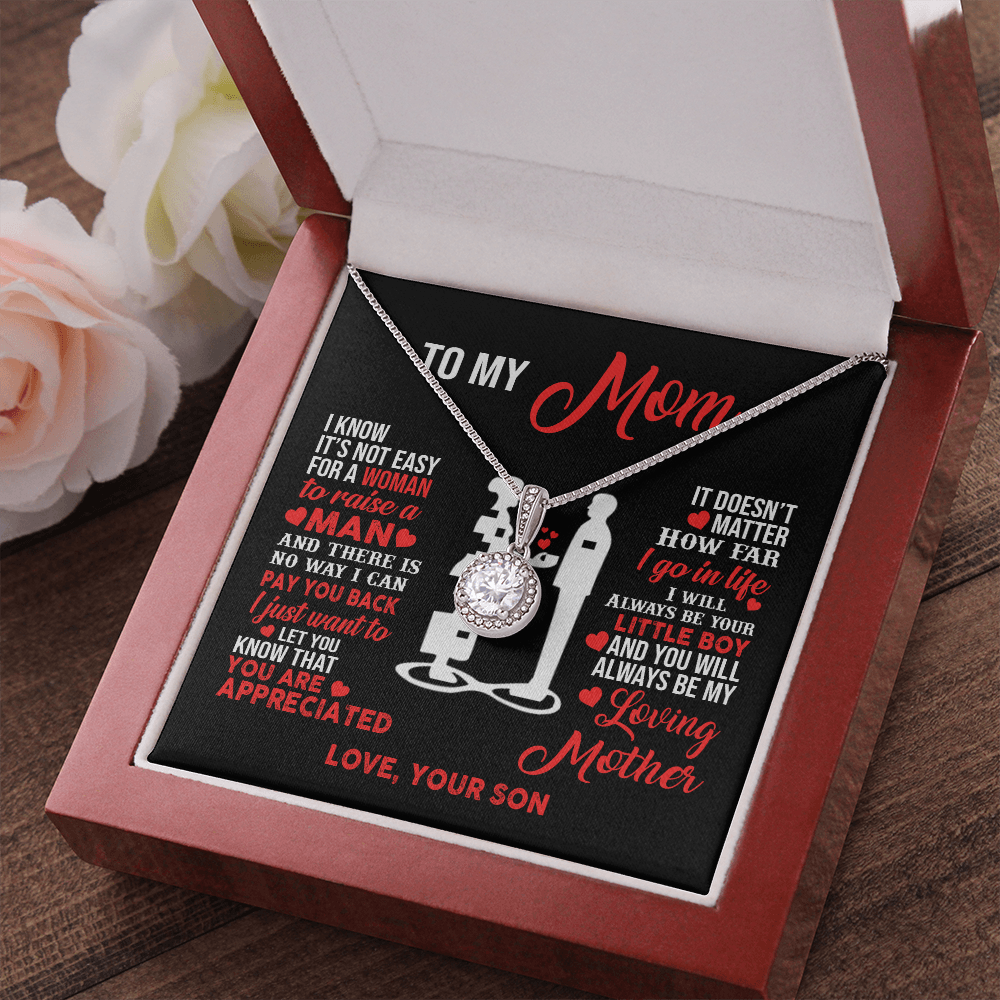 Mother and son necklaces for mothers day gifts for my best mom ever Eternal Necklace birthday jewelry with message card and gift box - ON CLOUD NINE GIFTS