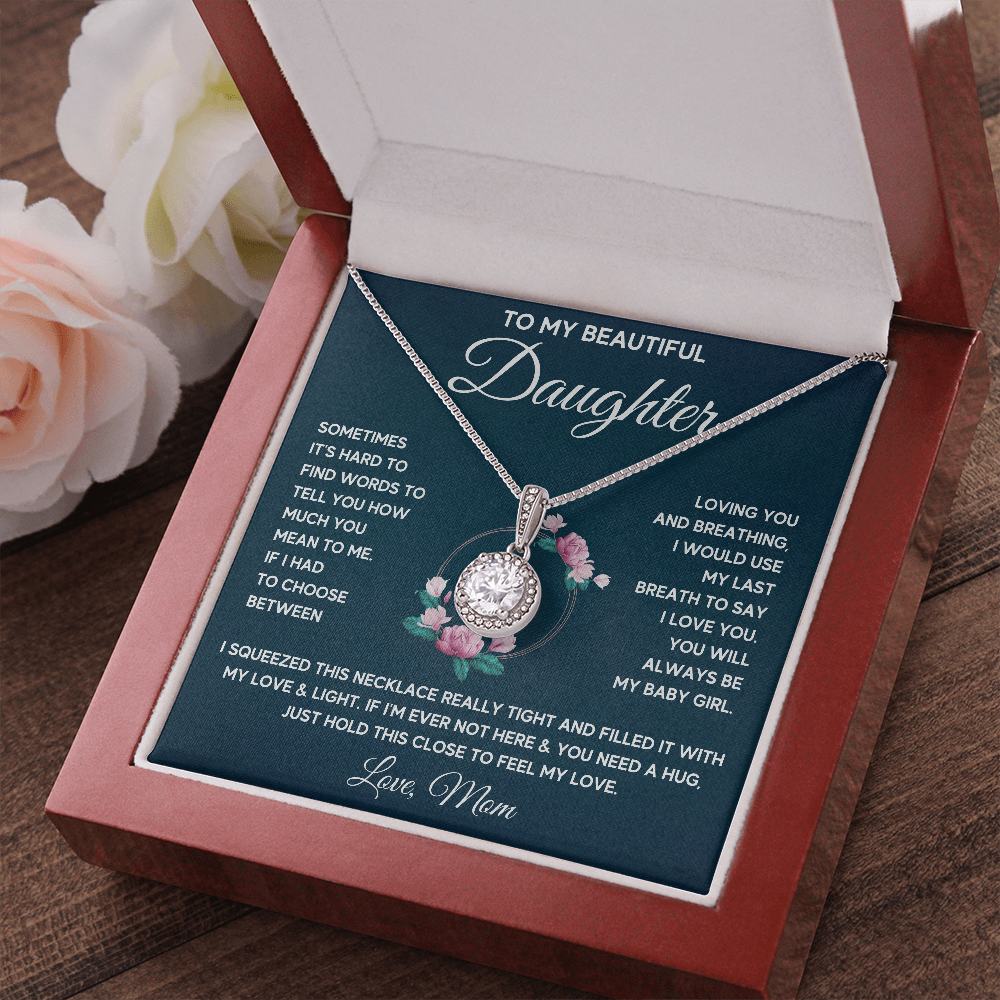 TO MY BEAUTIFUL DAUGHTER WORDS SQUEEZE ETERNAL NECKLACE GIFT SET - ON CLOUD NINE GIFTS