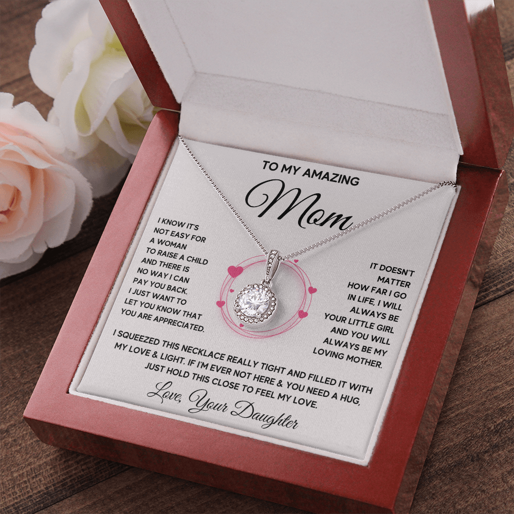 Mother and daughter necklaces sentimental gifts for mother day on her birthday presents Eternal Necklace with Message Card and Gift Box - ON CLOUD NINE GIFTS