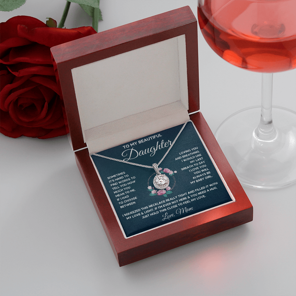 TO MY BEAUTIFUL DAUGHTER WORDS SQUEEZE ETERNAL NECKLACE GIFT SET - ON CLOUD NINE GIFTS