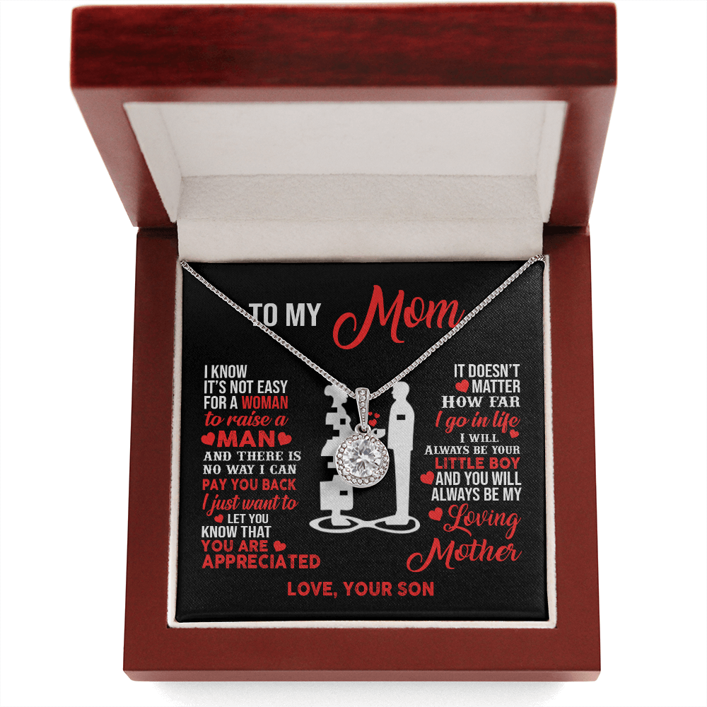 Mother and son necklaces for mothers day gifts for my best mom ever Eternal Necklace birthday jewelry with message card and gift box - ON CLOUD NINE GIFTS