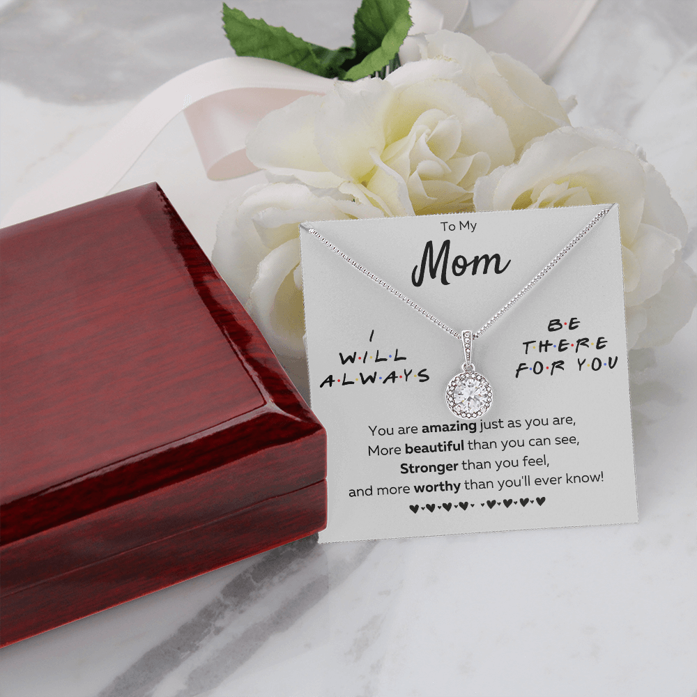 Mother daughter necklace jewelry birthday mothers day gifts from daughter to my mom Eternal Necklace with Message Card and Gift Box - ON CLOUD NINE GIFTS