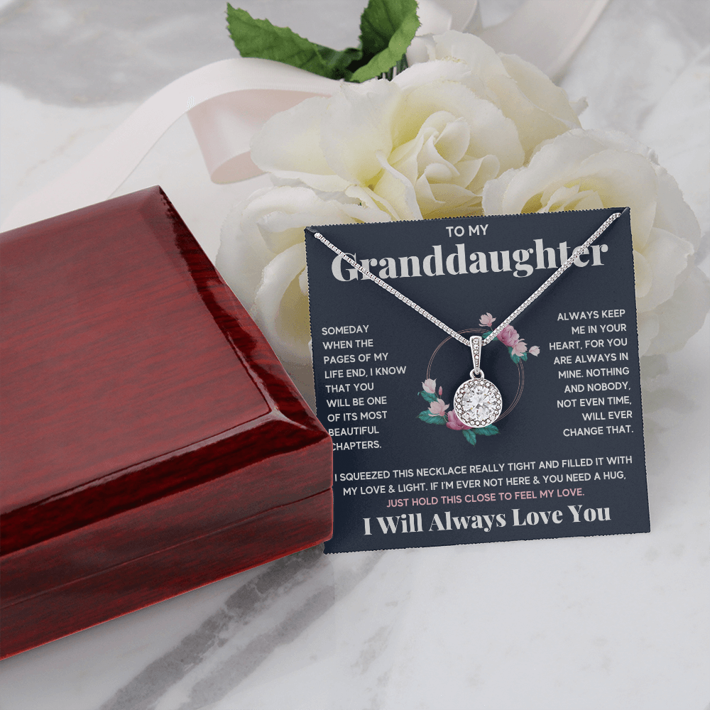 Granddaughter gifts from grandma jewelry from grandpa birthday gift for my granddaughter Eternal Necklace with Message Card and Gift Box - ON CLOUD NINE GIFTS
