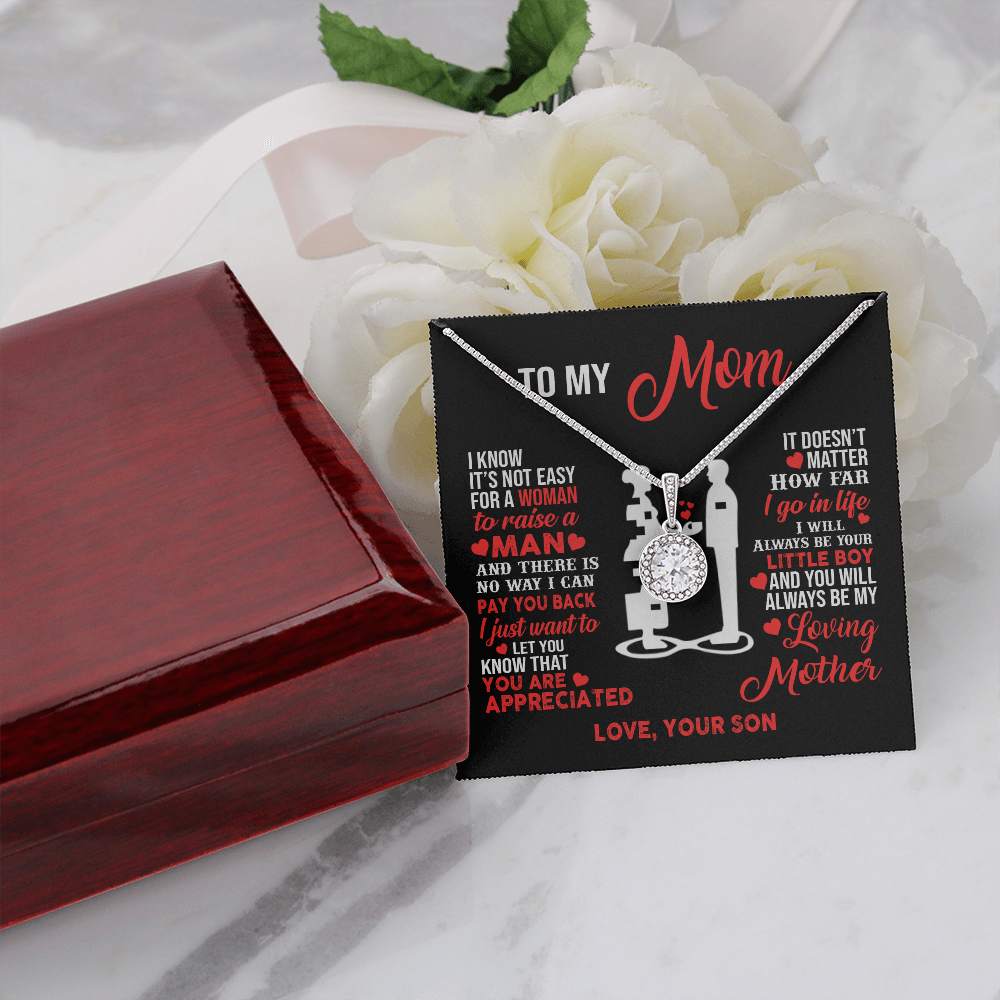 Mother and son necklaces for mothers day gifts for my best mom ever Eternal Necklace birthday jewelry with message card and gift box - ON CLOUD NINE GIFTS