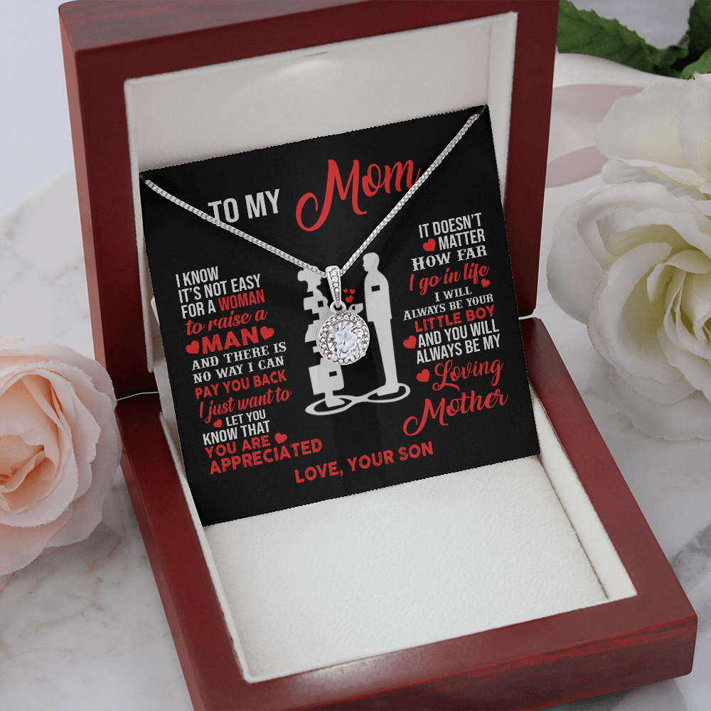 Mother and son necklaces for mothers day gifts for my best mom ever Eternal Necklace birthday jewelry with message card and gift box - ON CLOUD NINE GIFTS