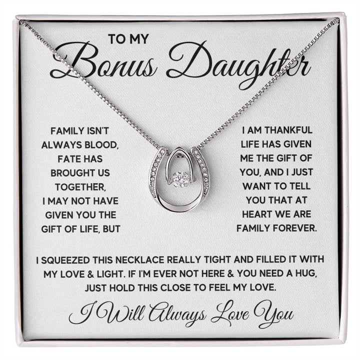 To My Bonus Daughter from stepmom Stepdad, stepdaughter necklace gift - ON CLOUD NINE GIFTS