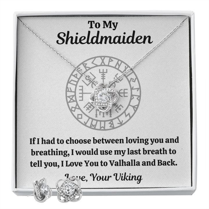 TO MY SHIELDMAIDEN BREATHING LOVE KNOT EARRING NECKLACE GIFT SET - ON CLOUD NINE GIFTS