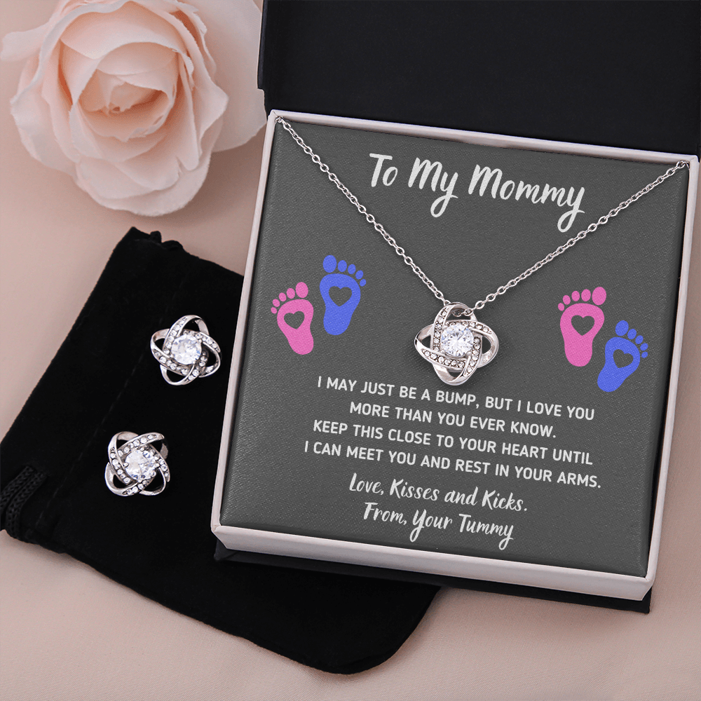 TO MY MOMMY ALLURING LOVE KNOT NECKLACE AND EARRINGS GIFT SET - ON CLOUD NINE GIFTS