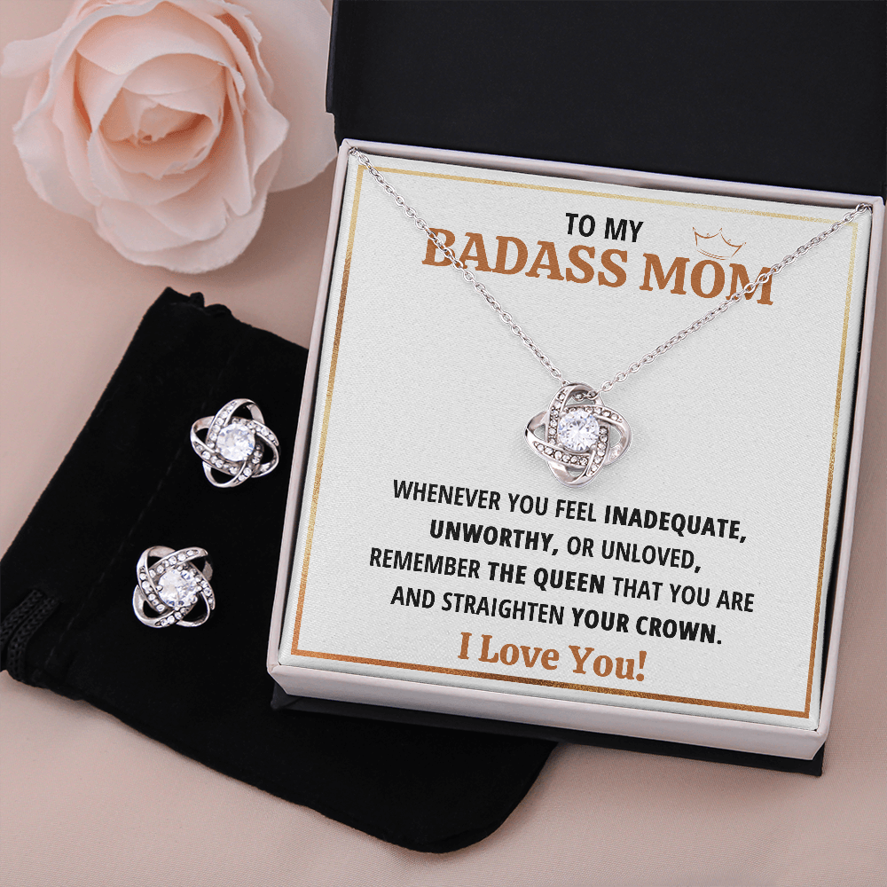 Badass Mom Double Hearts Box with Earrings - ON CLOUD NINE GIFTS