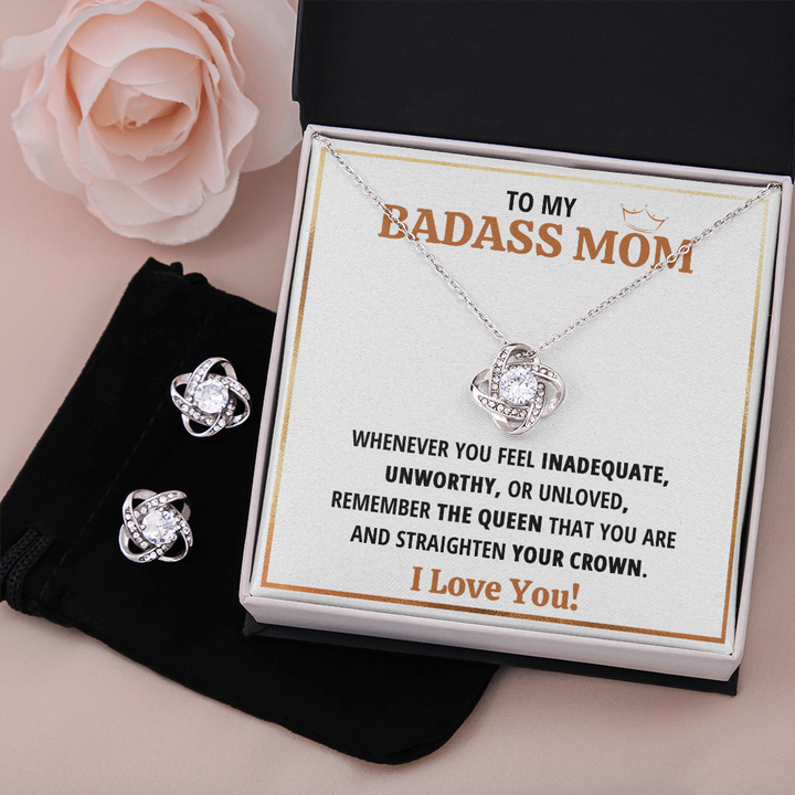 Mother and son necklaces for mothers day gifts for my best mom ever Love Knot with Earrings Necklace birthday jewelry with message card and gift box - ON CLOUD NINE GIFTS