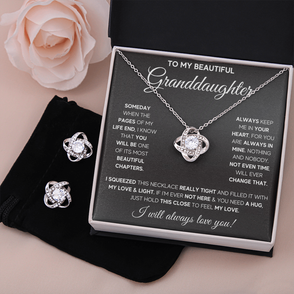 Gifts for adult granddaughter from grandmother and grandpa graduation birthday present Love Knot with Earrings Necklace with Message Card and Gift Box - ON CLOUD NINE GIFTS