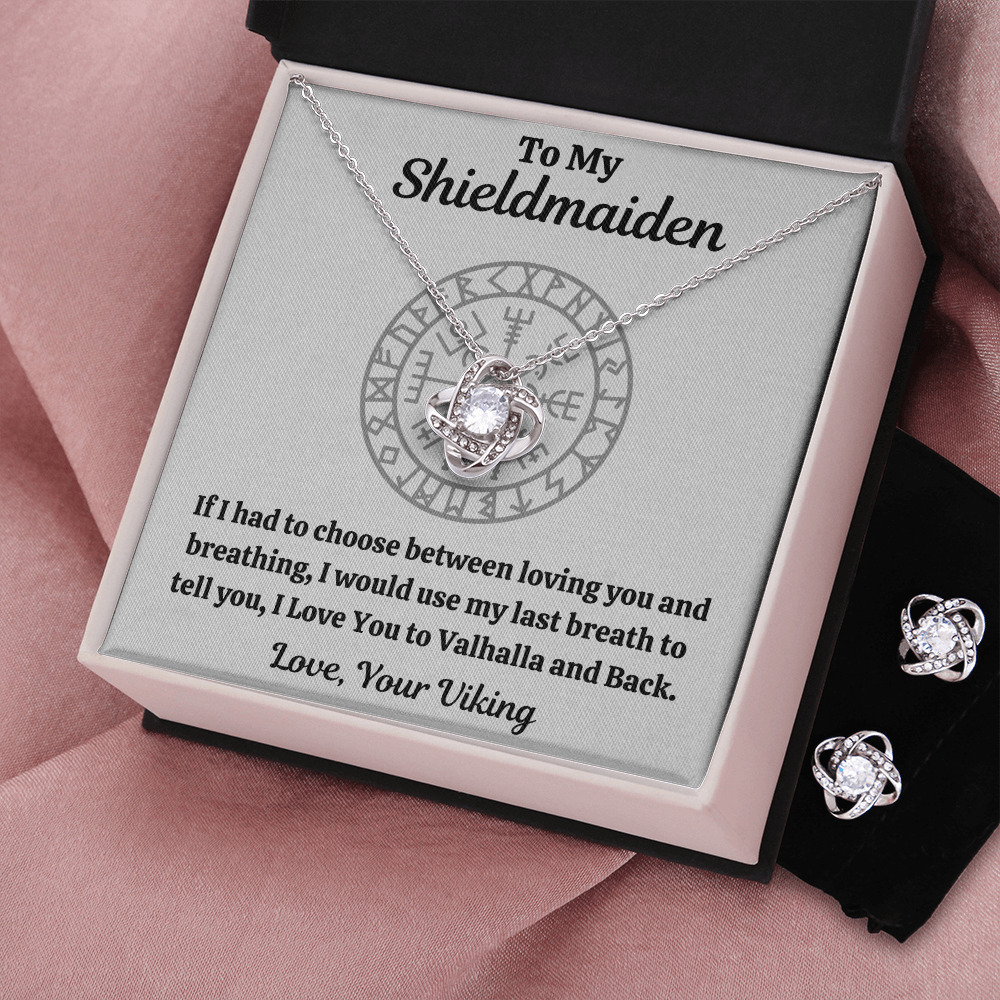 TO MY SHIELDMAIDEN BREATHING LOVE KNOT NECKLACE AND EARRINGS GIFT SET - ON CLOUD NINE GIFTS