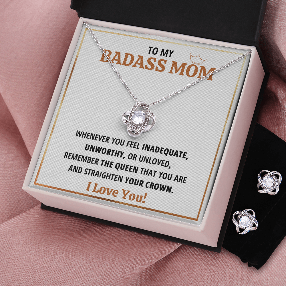 Mother and son necklaces for mothers day gifts for my best mom ever Love Knot with Earrings Necklace birthday jewelry with message card and gift box - ON CLOUD NINE GIFTS