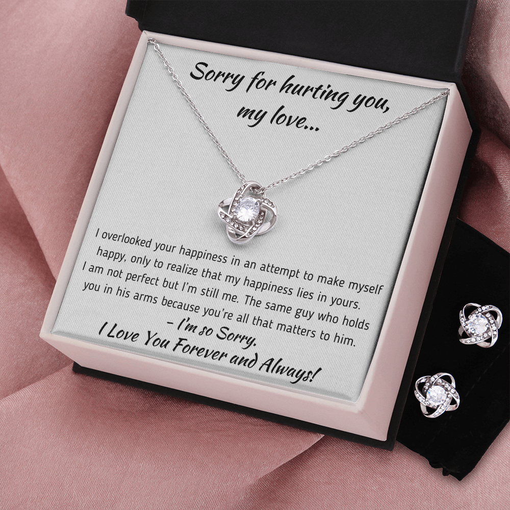 TO MY SOULMATE APOLOGY LOVE KNOT NECKLACE AND EARRINGS GIFT SET - ON CLOUD NINE GIFTS