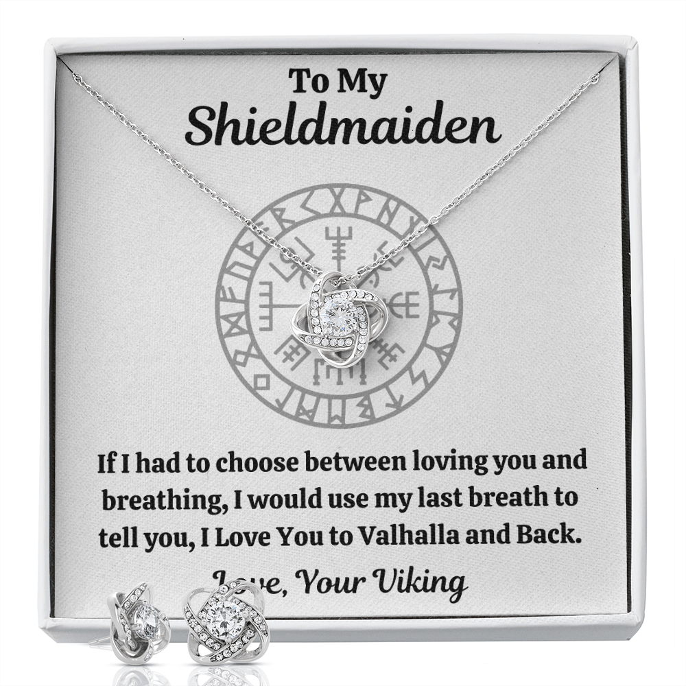 TO MY SHIELDMAIDEN BREATHING LOVE KNOT NECKLACE AND EARRINGS GIFT SET - ON CLOUD NINE GIFTS
