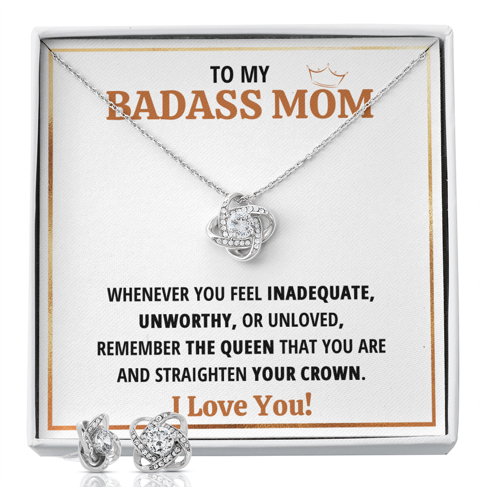 Mother and son necklaces for mothers day gifts for my best mom ever Love Knot with Earrings Necklace birthday jewelry with message card and gift box - ON CLOUD NINE GIFTS