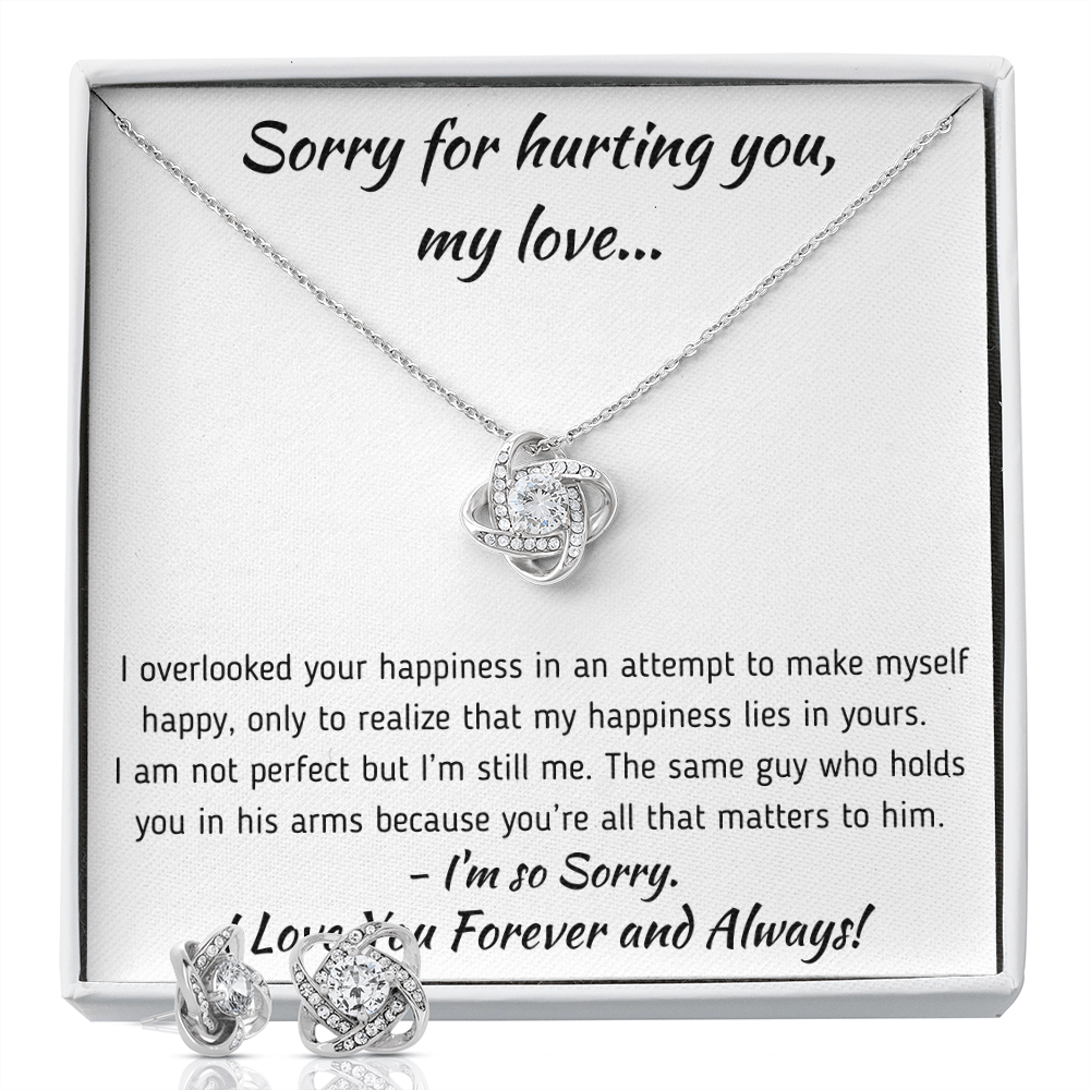 TO MY SOULMATE APOLOGY LOVE KNOT NECKLACE AND EARRINGS GIFT SET - ON CLOUD NINE GIFTS