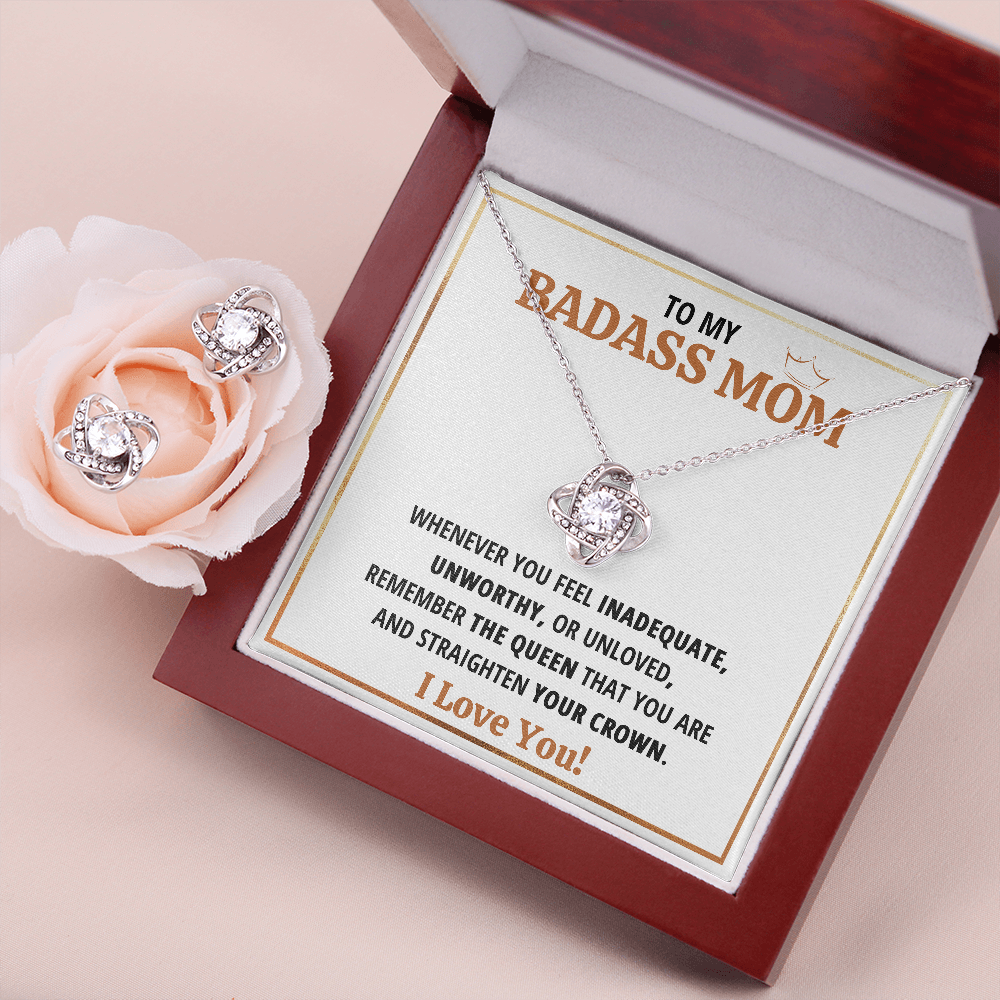Badass Mom Double Hearts Box with Earrings - ON CLOUD NINE GIFTS