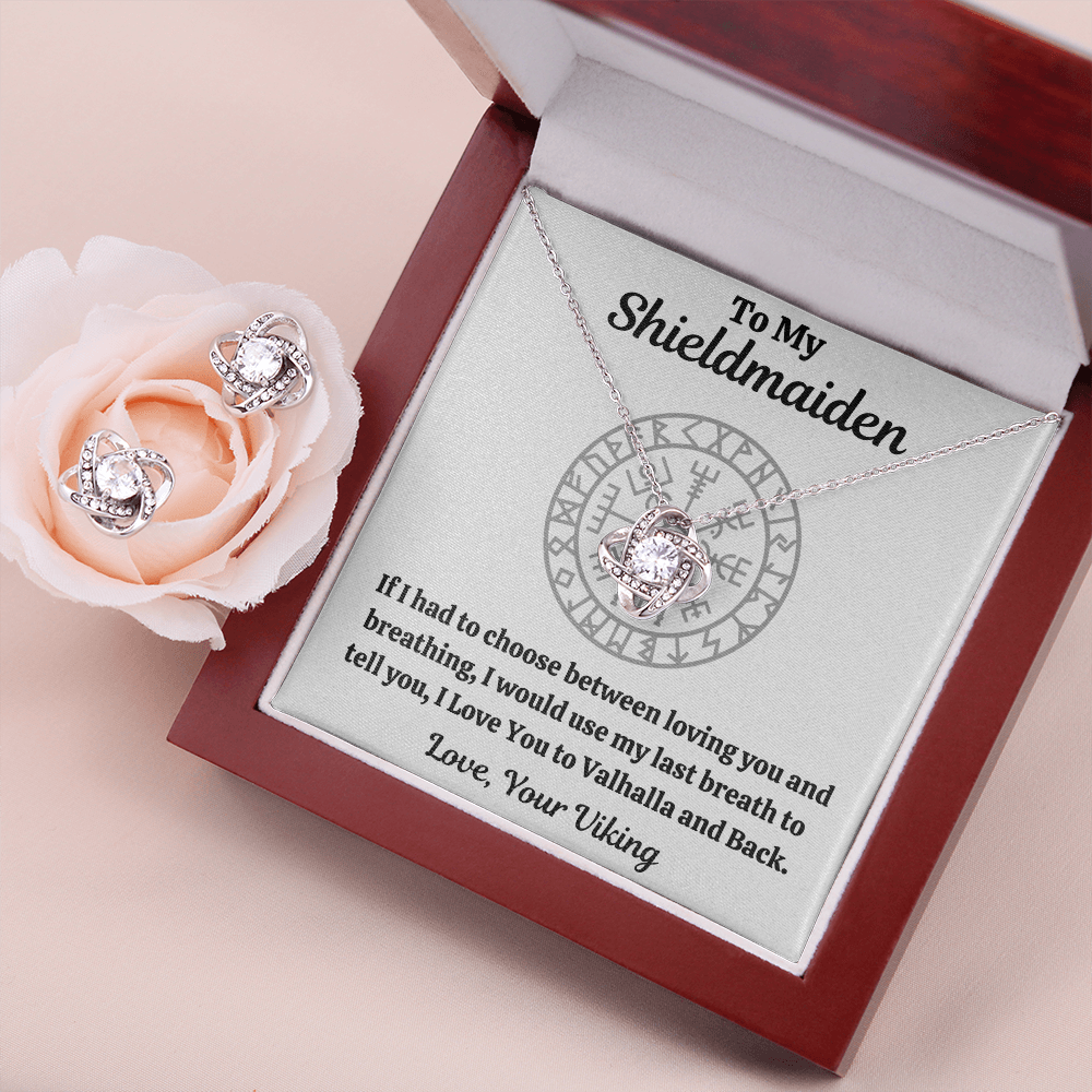 TO MY SHIELDMAIDEN BREATHING LOVE KNOT NECKLACE AND EARRINGS GIFT SET - ON CLOUD NINE GIFTS