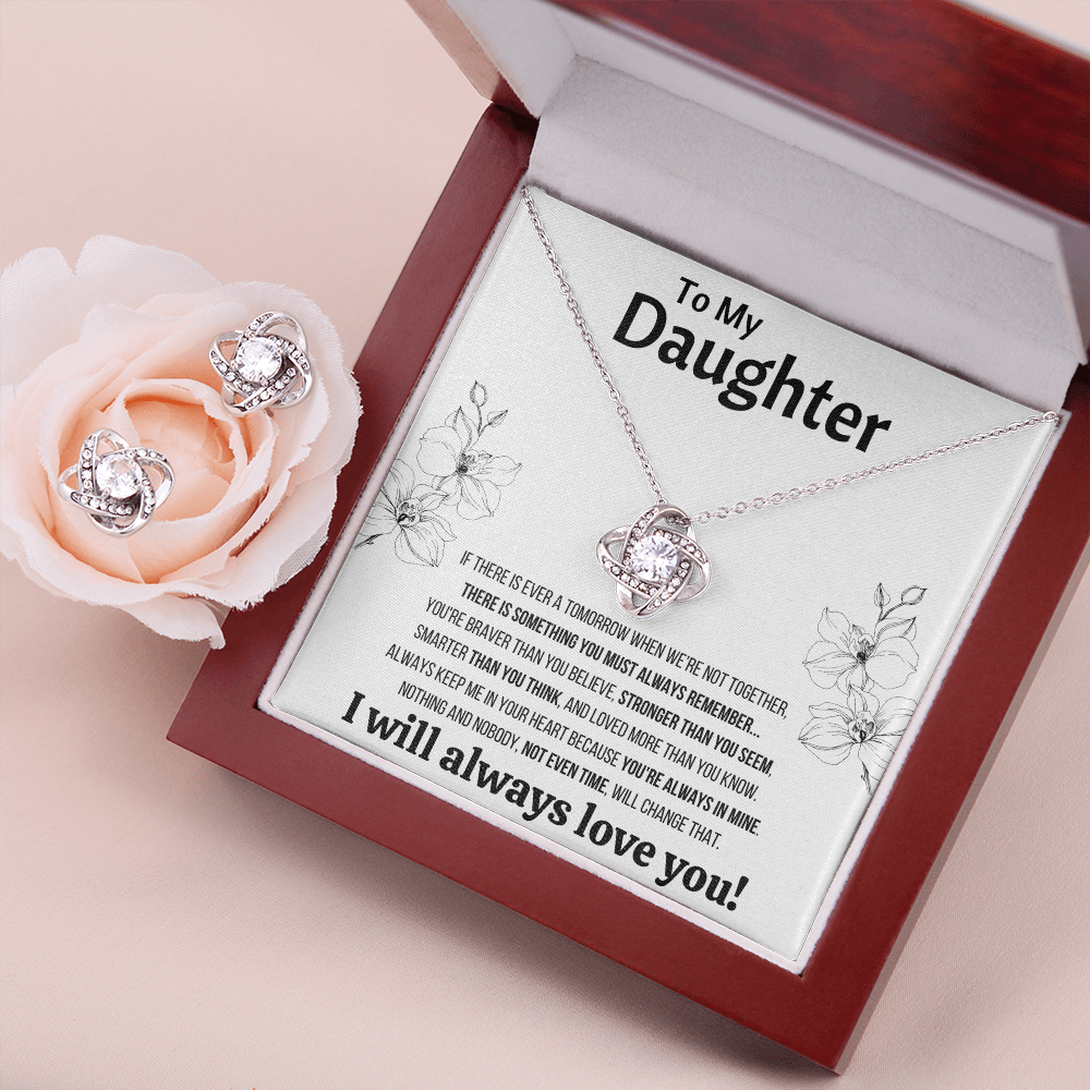 DAUGHTER NOT EVEN TIME LOVE KNOT NECKLACE AND EARRINGS - ON CLOUD NINE GIFTS