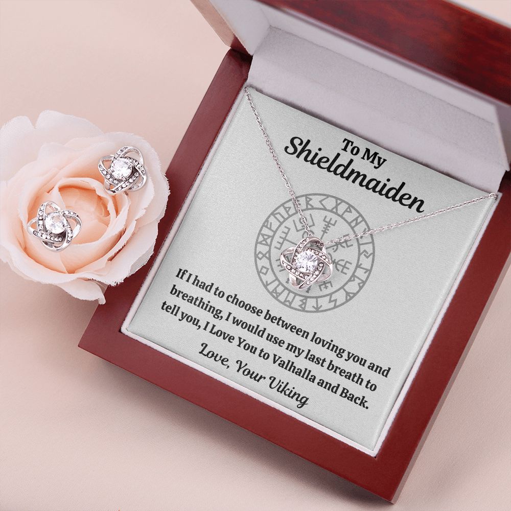 TO MY SHIELDMAIDEN BREATHING LOVE KNOT EARRING NECKLACE GIFT SET - ON CLOUD NINE GIFTS