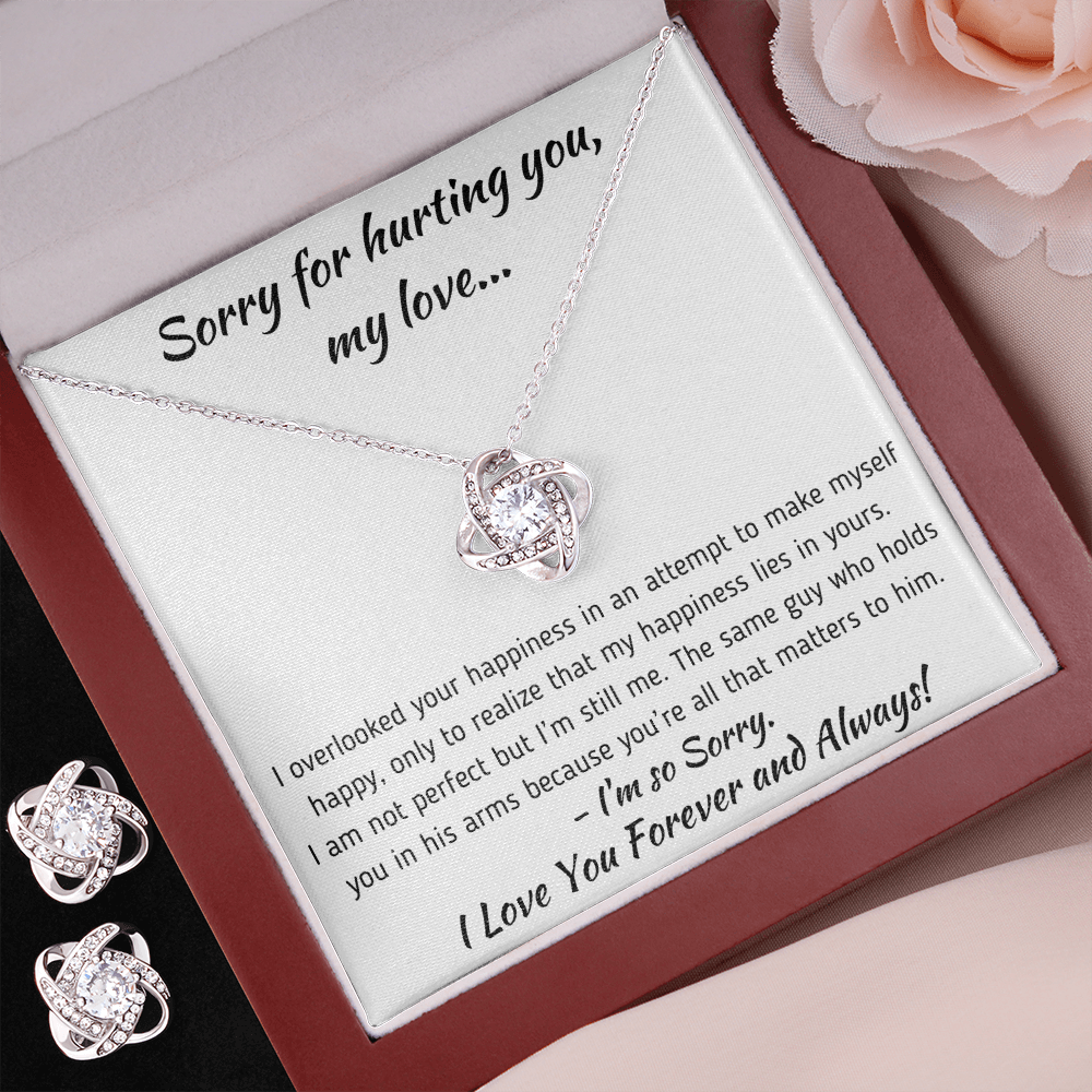 TO MY SOULMATE APOLOGY LOVE KNOT NECKLACE AND EARRINGS GIFT SET - ON CLOUD NINE GIFTS
