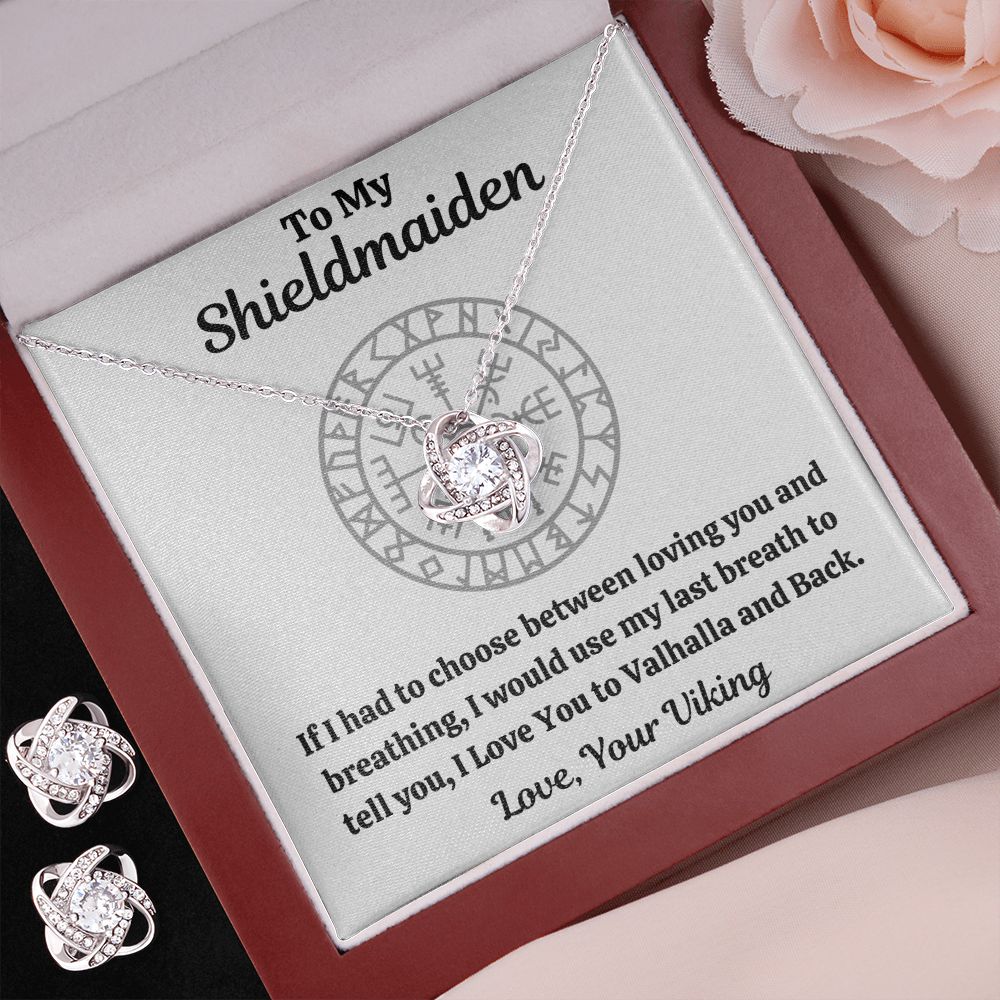 TO MY SHIELDMAIDEN BREATHING LOVE KNOT NECKLACE AND EARRINGS GIFT SET - ON CLOUD NINE GIFTS