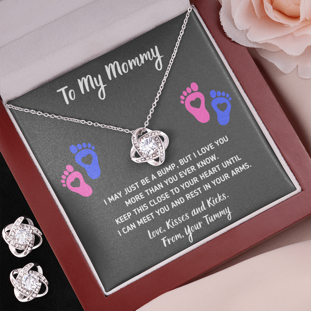 TO MY MOMMY ALLURING LOVE KNOT NECKLACE AND EARRINGS GIFT SET - ON CLOUD NINE GIFTS
