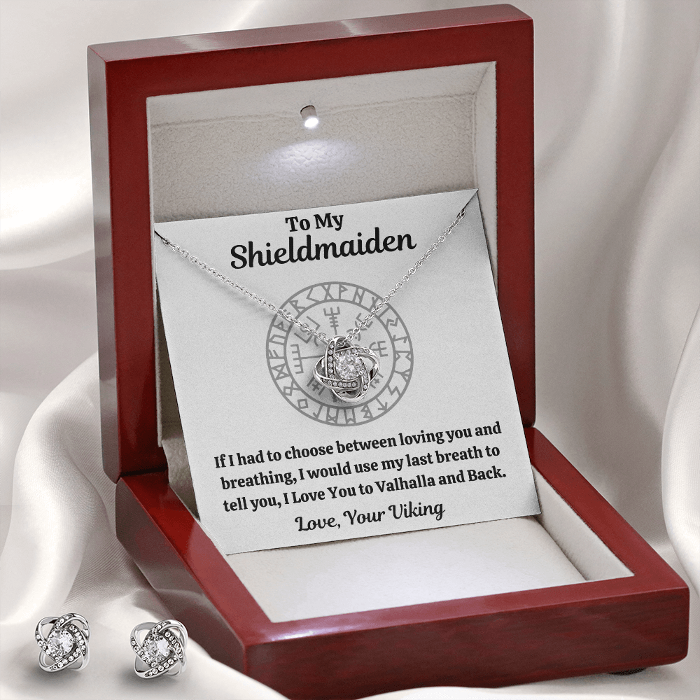 TO MY SHIELDMAIDEN BREATHING LOVE KNOT NECKLACE AND EARRINGS GIFT SET - ON CLOUD NINE GIFTS