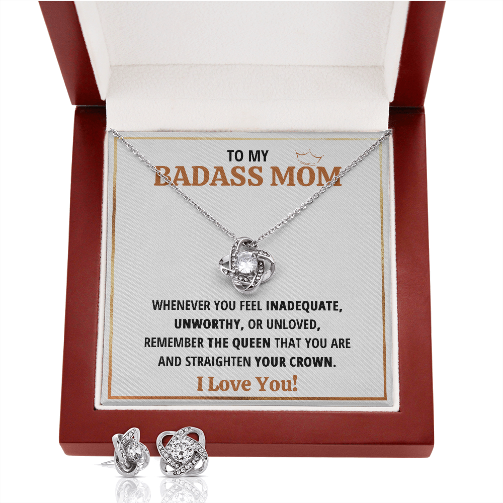 Badass Mom Double Hearts Box with Earrings - ON CLOUD NINE GIFTS