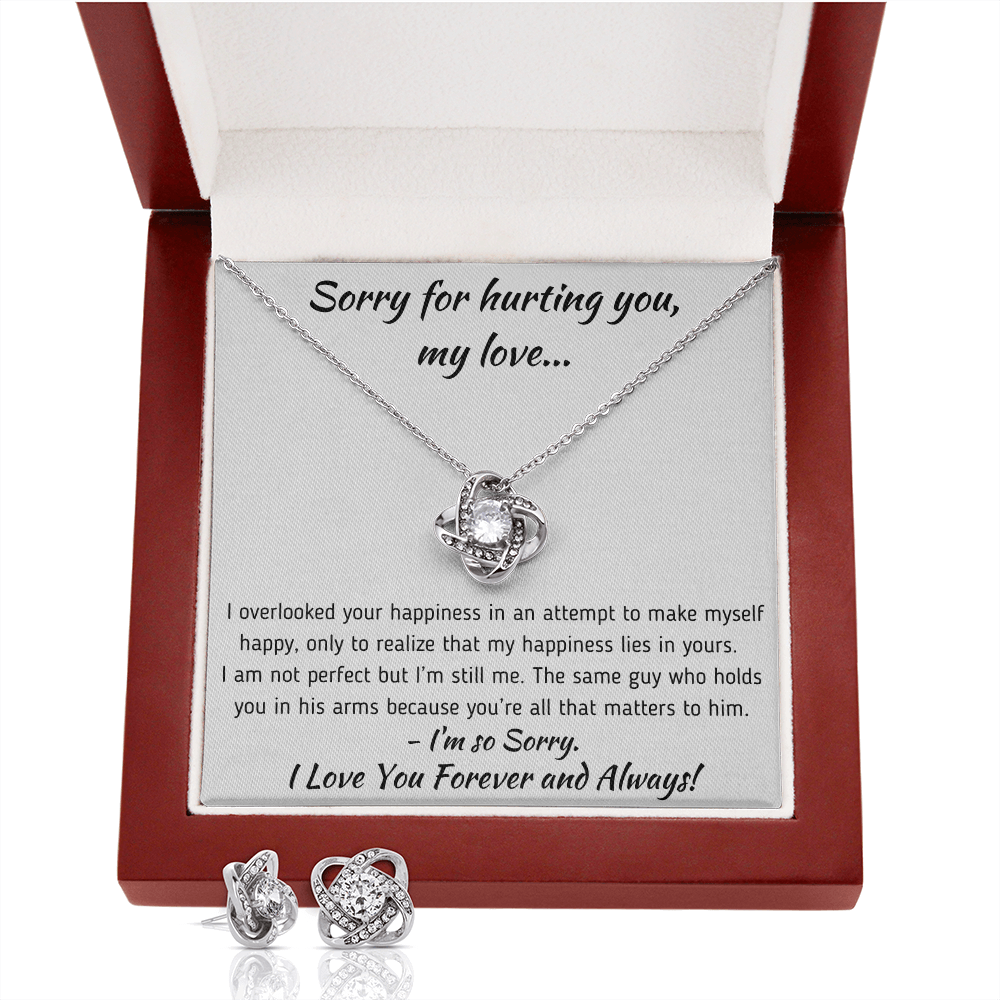 TO MY SOULMATE APOLOGY LOVE KNOT NECKLACE AND EARRINGS GIFT SET - ON CLOUD NINE GIFTS