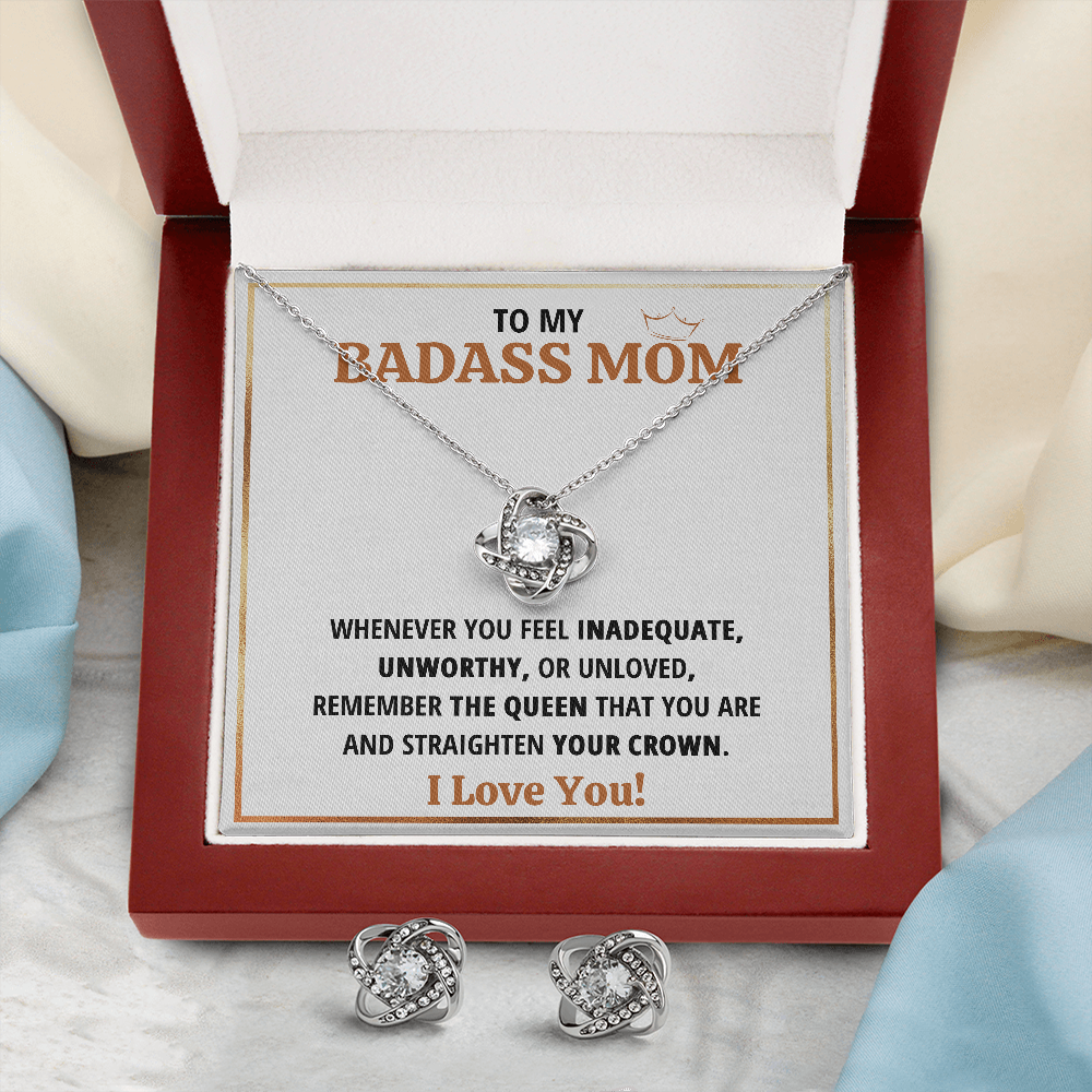 Badass Mom Double Hearts Box with Earrings - ON CLOUD NINE GIFTS