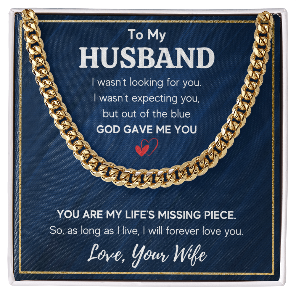 To my husband cuban chain necklace, husband necklace from wife, wife husband necklace chain, ideas for him, birthday gift for husband - ON CLOUD NINE GIFTS