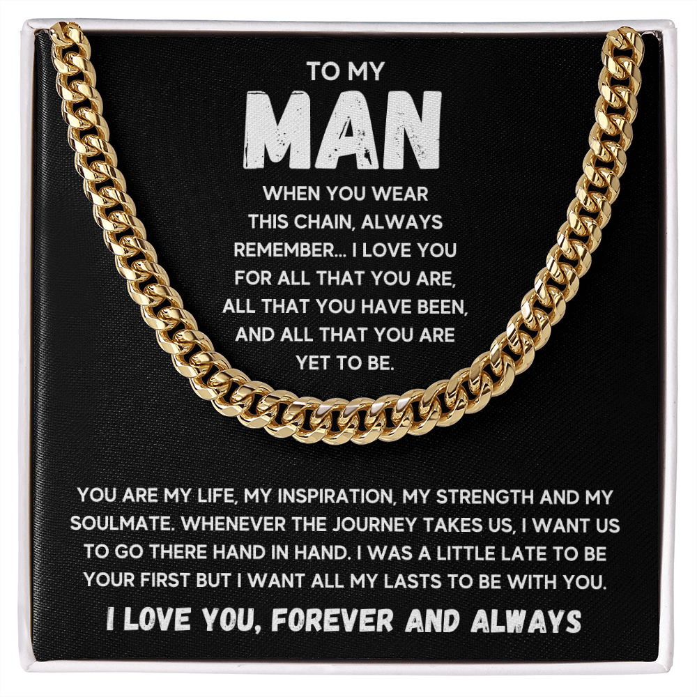 To my man cuban chain necklace for him, birthday gifts for boyfriend husband,to my husband gifts, to my boyfriend gifts - ON CLOUD NINE GIFTS