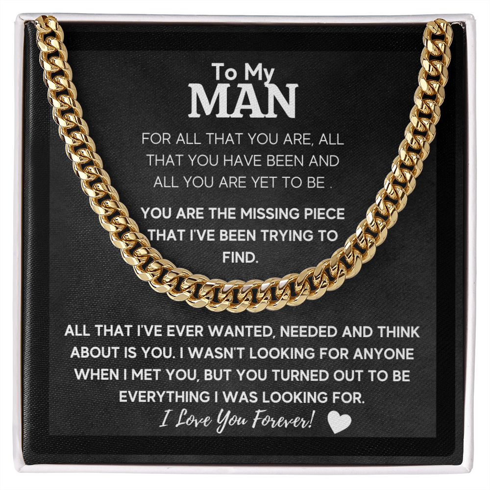To my man cuban link chain necklace for him, birthday gifts for boyfriend husband,to my husband gifts, to my boyfriend gifts - ON CLOUD NINE GIFTS