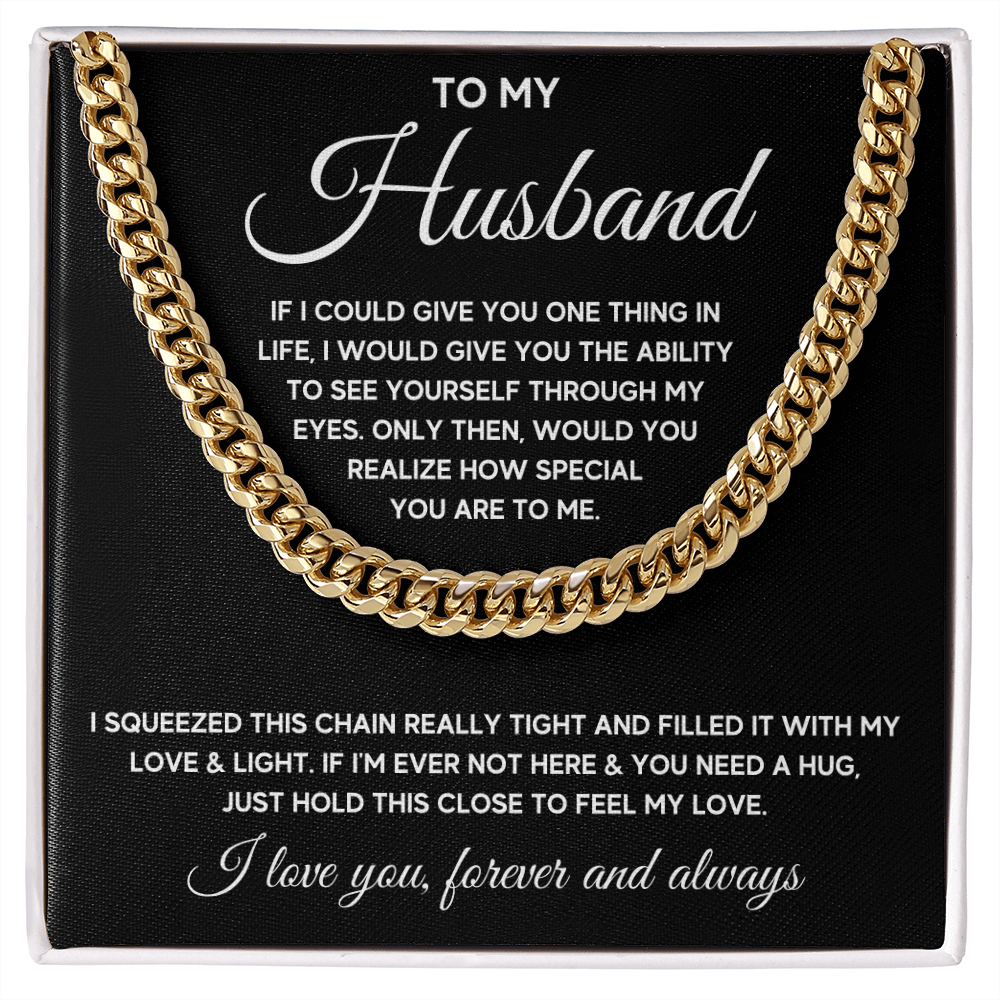 To my husband cuban chain necklace, husband necklace from wife, wife husband necklace chain, ideas for him, birthday gift for husband - ON CLOUD NINE GIFTS
