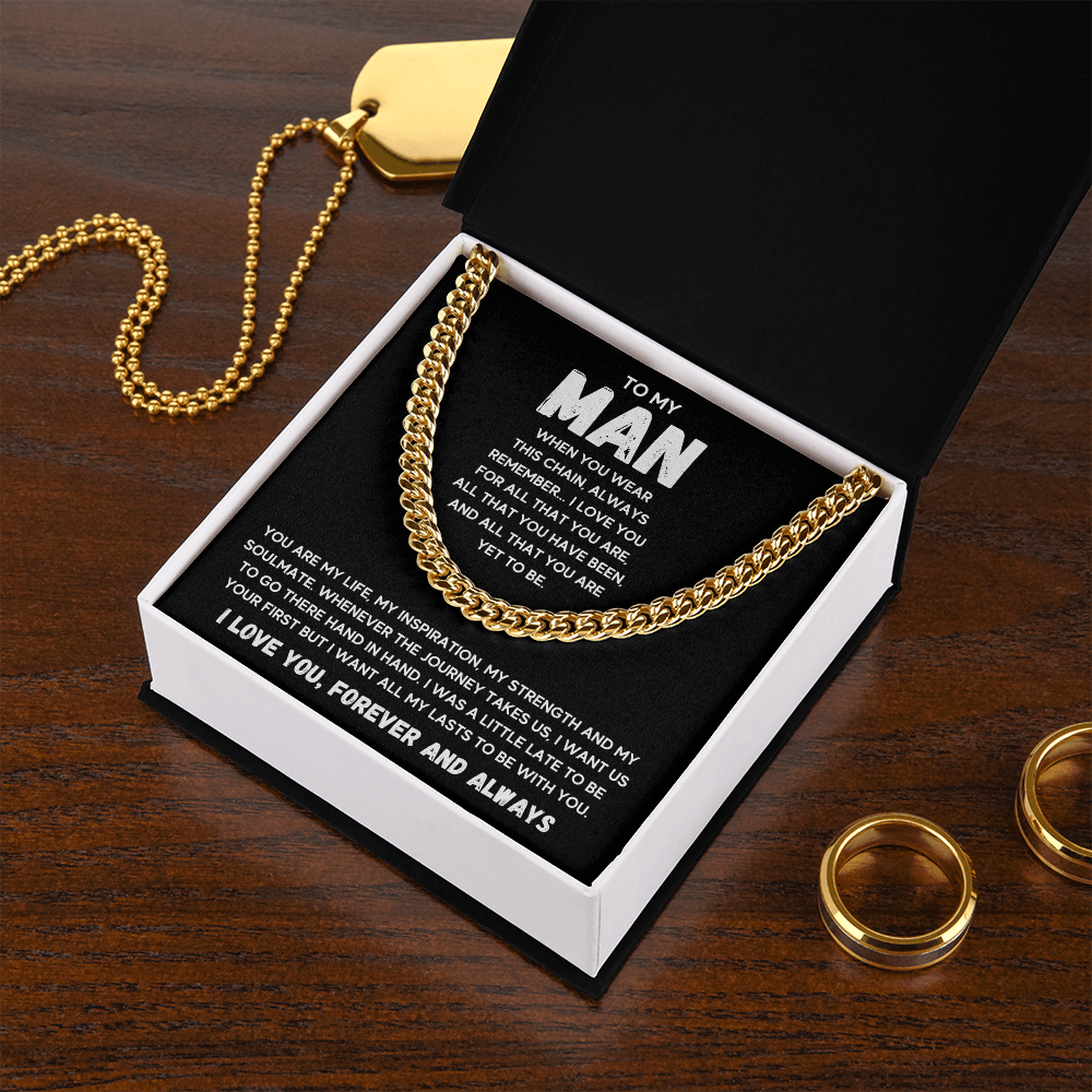 To my man cuban chain necklace for him, birthday gifts for boyfriend husband,to my husband gifts, to my boyfriend gifts - ON CLOUD NINE GIFTS
