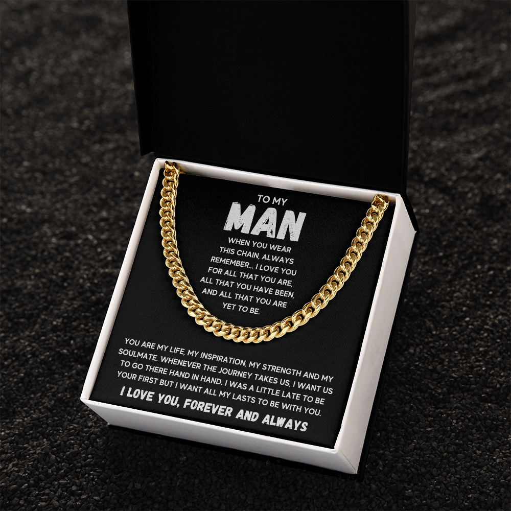 To my man cuban chain necklace for him, birthday gifts for boyfriend husband,to my husband gifts, to my boyfriend gifts - ON CLOUD NINE GIFTS