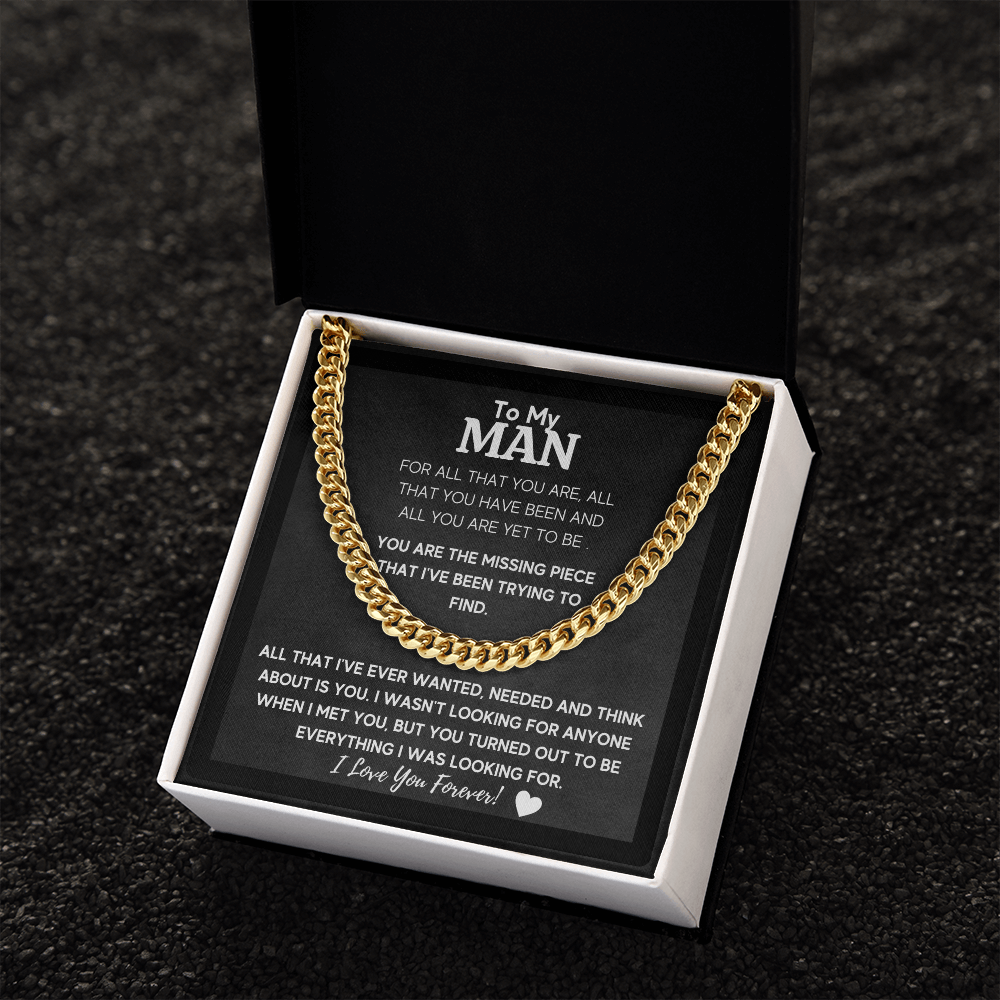 To my man cuban link chain necklace for him, birthday gifts for boyfriend husband,to my husband gifts, to my boyfriend gifts - ON CLOUD NINE GIFTS