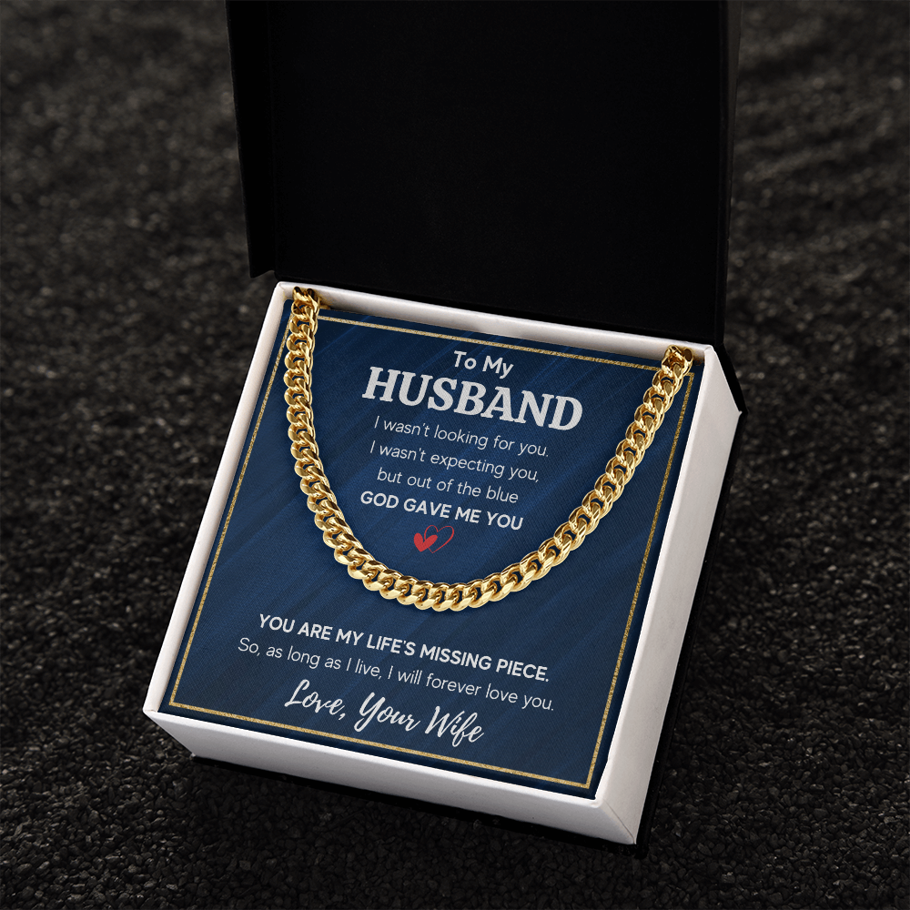 To my husband cuban chain necklace, husband necklace from wife, wife husband necklace chain, ideas for him, birthday gift for husband - ON CLOUD NINE GIFTS