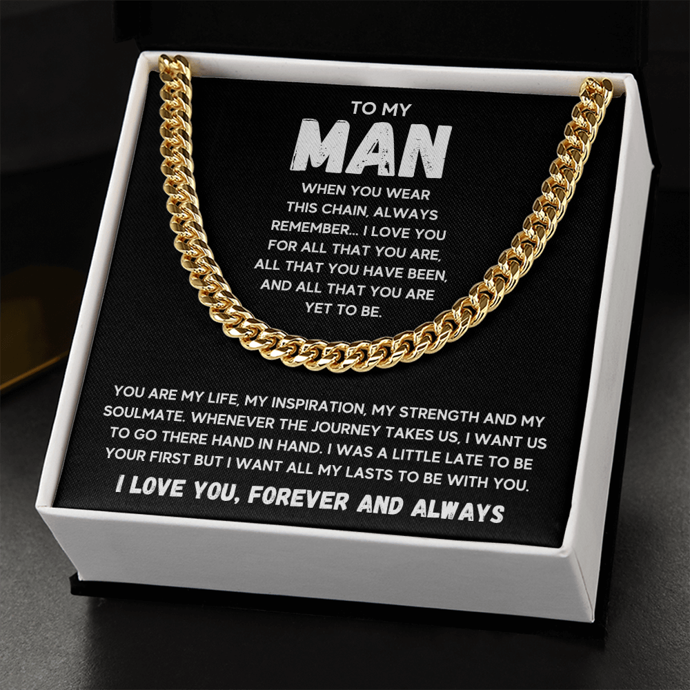 To my man cuban chain necklace for him, birthday gifts for boyfriend husband,to my husband gifts, to my boyfriend gifts - ON CLOUD NINE GIFTS