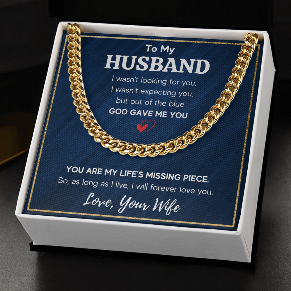 To my husband cuban chain necklace, husband necklace from wife, wife husband necklace chain, ideas for him, birthday gift for husband - ON CLOUD NINE GIFTS