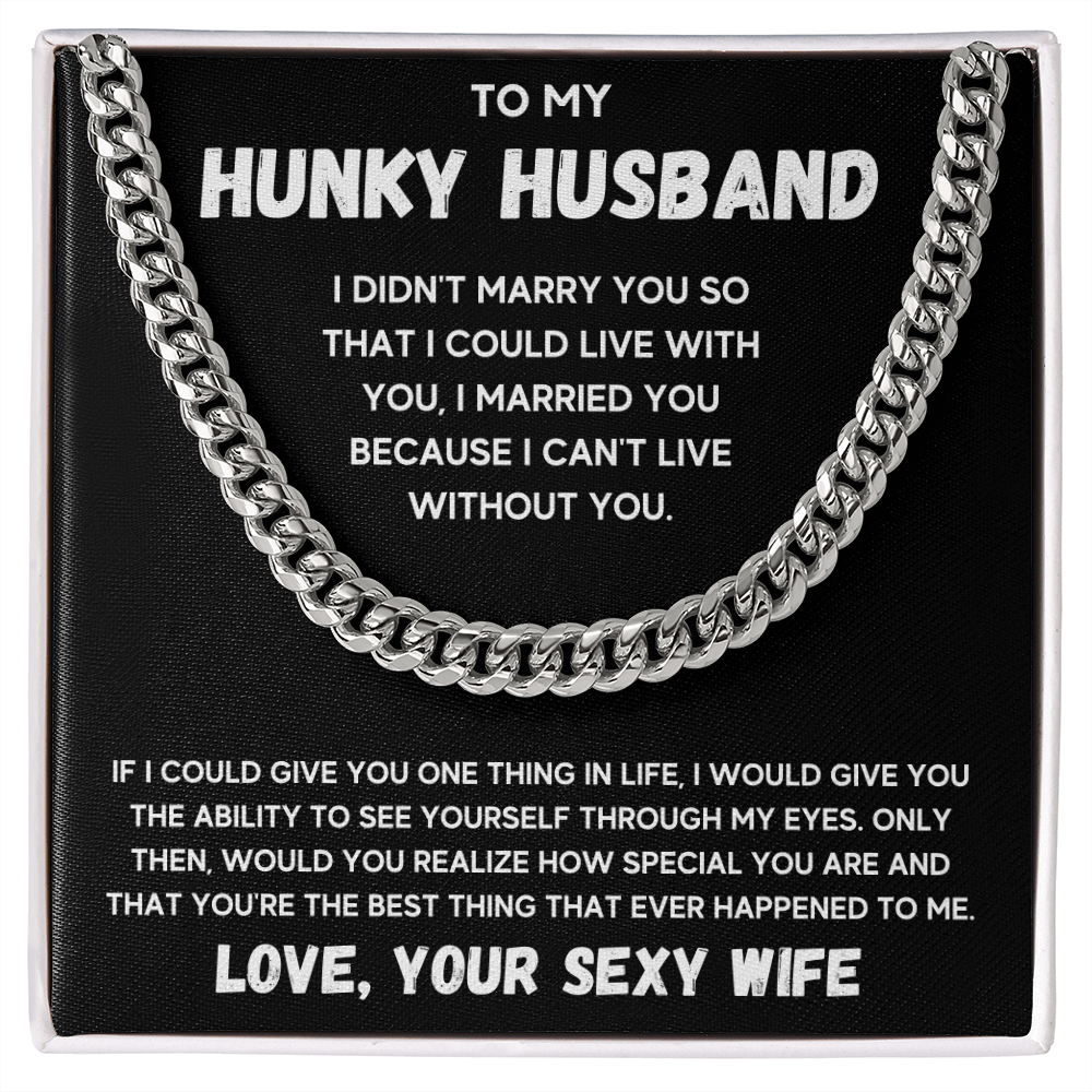 To my husband cuban chain necklace, husband necklace from wife, wife husband necklace chain, ideas for him, birthday gift for husband - ON CLOUD NINE GIFTS