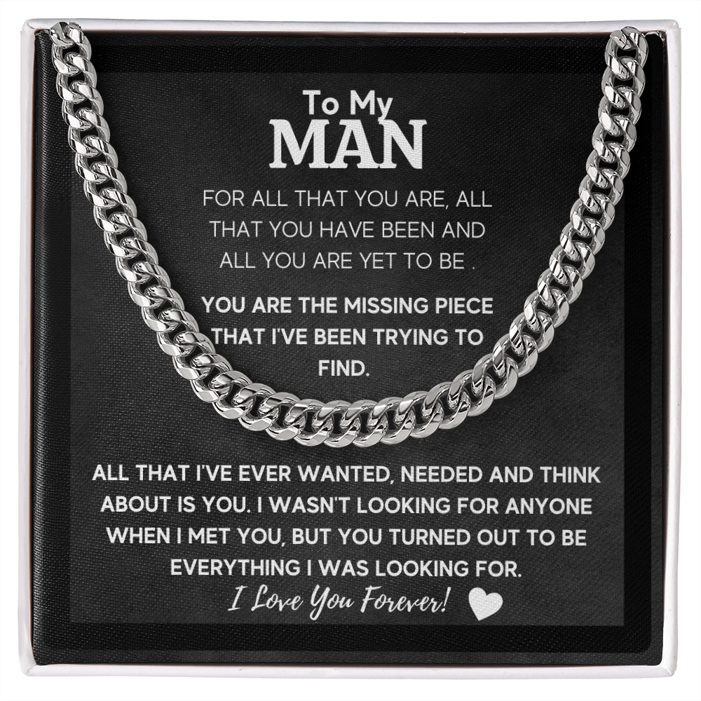 To my man cuban link chain necklace for him, birthday gifts for boyfriend husband,to my husband gifts, to my boyfriend gifts - ON CLOUD NINE GIFTS