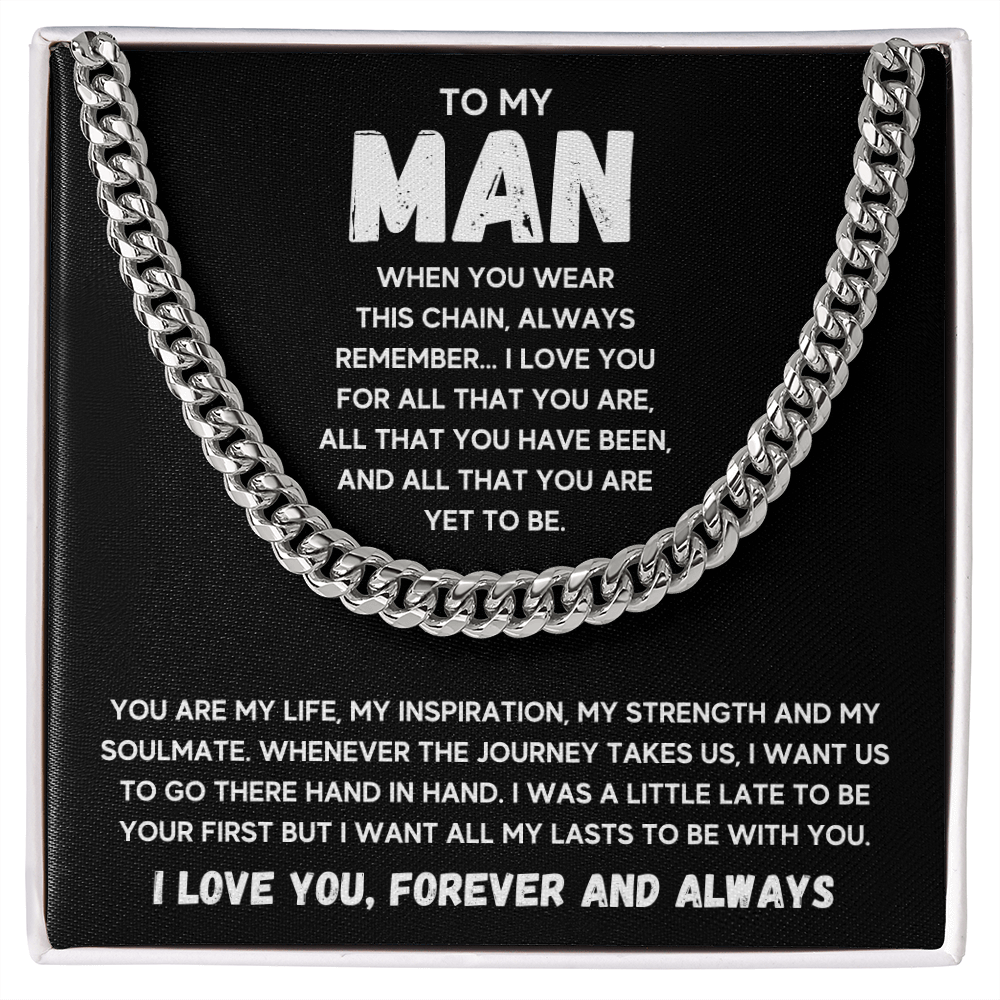 To my man cuban chain necklace for him, birthday gifts for boyfriend husband,to my husband gifts, to my boyfriend gifts - ON CLOUD NINE GIFTS