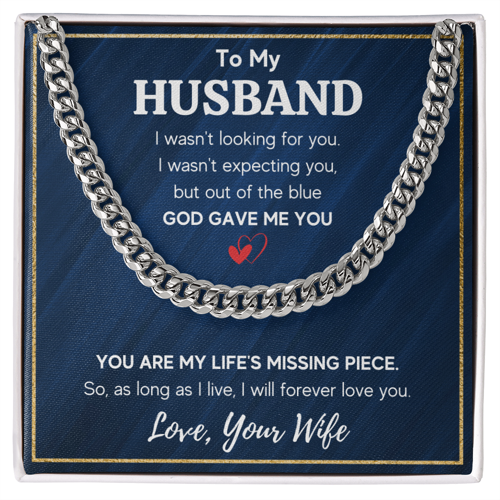 To my husband cuban chain necklace, husband necklace from wife, wife husband necklace chain, ideas for him, birthday gift for husband - ON CLOUD NINE GIFTS