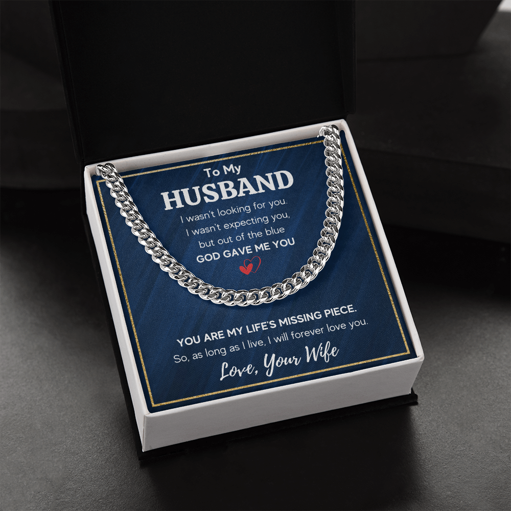 To my husband cuban chain necklace, husband necklace from wife, wife husband necklace chain, ideas for him, birthday gift for husband - ON CLOUD NINE GIFTS