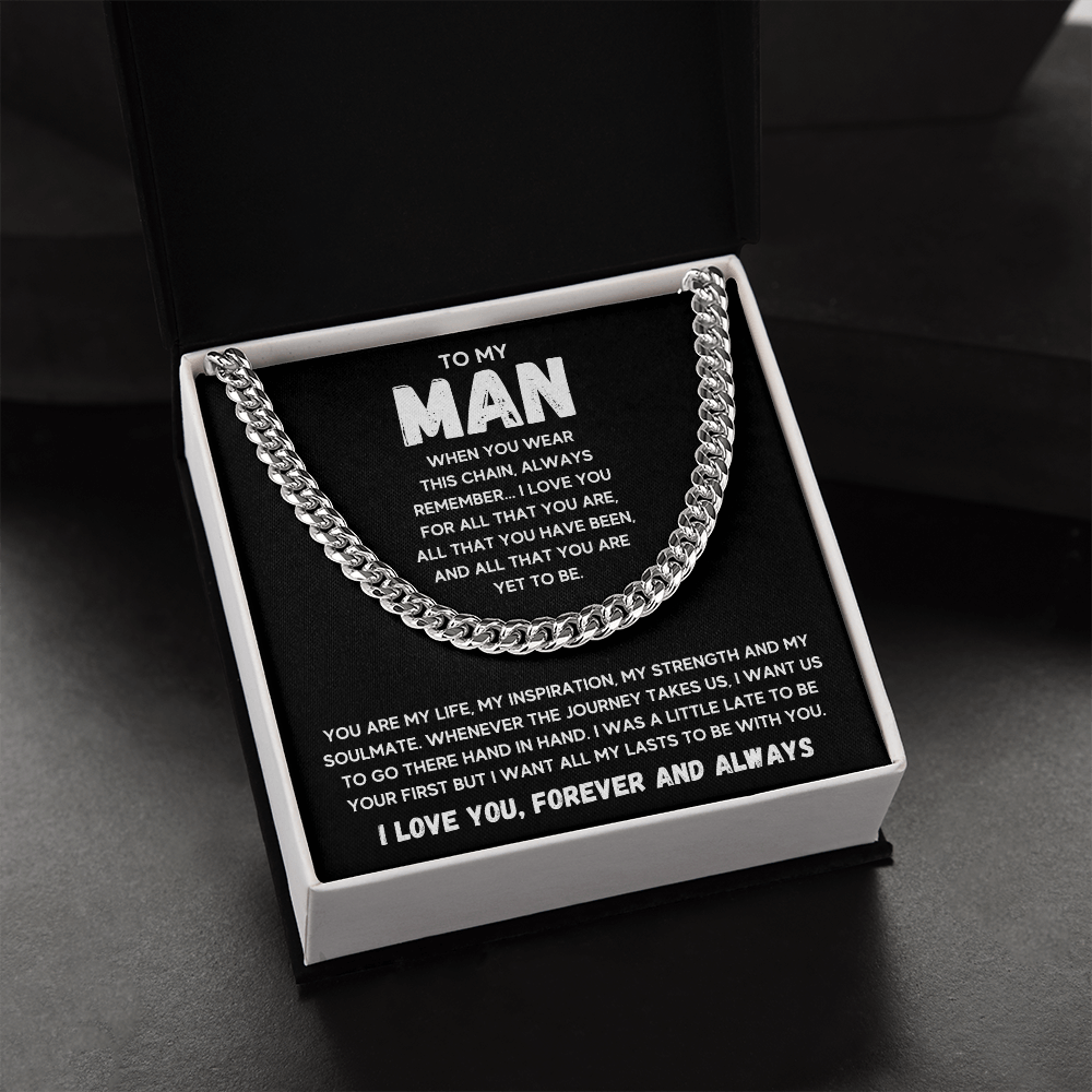 To my man cuban chain necklace for him, birthday gifts for boyfriend husband,to my husband gifts, to my boyfriend gifts - ON CLOUD NINE GIFTS