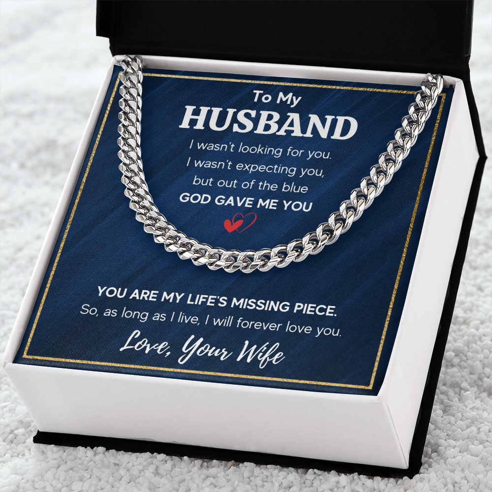 To my husband cuban chain necklace, husband necklace from wife, wife husband necklace chain, ideas for him, birthday gift for husband - ON CLOUD NINE GIFTS